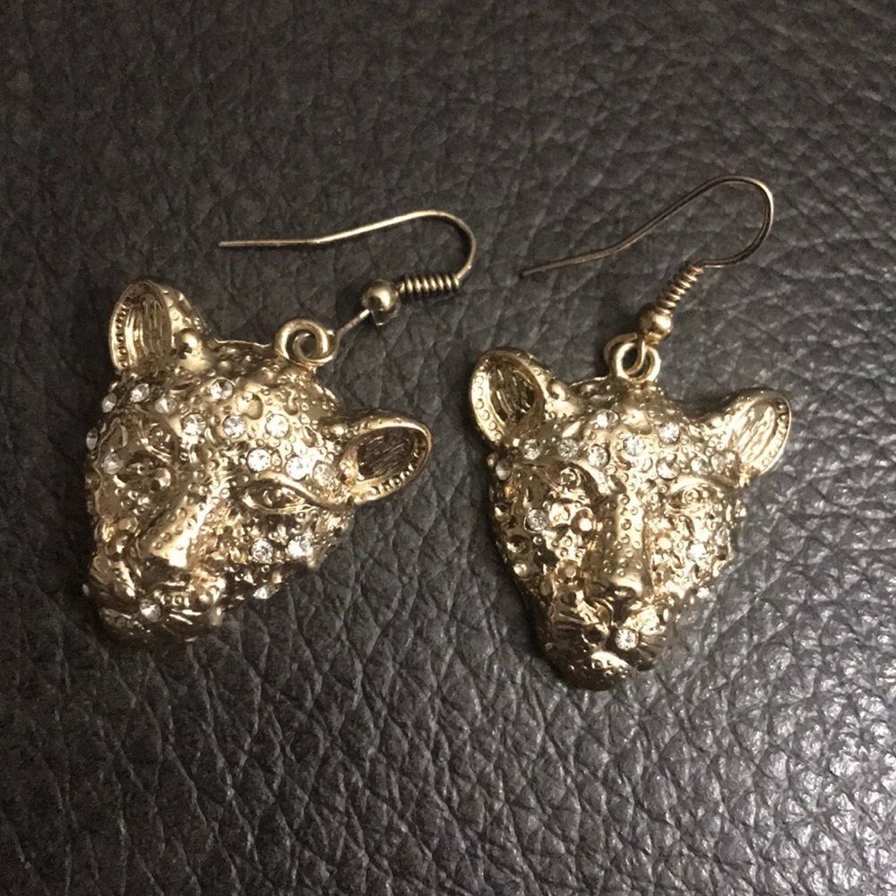 LEOPARD FACE SHIMMER EARRINGS